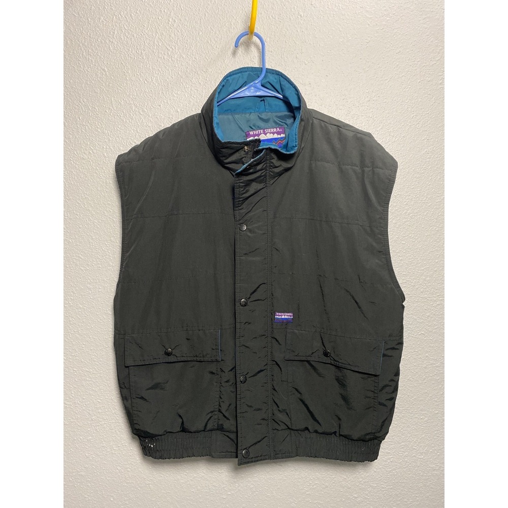 White Sierra Vintage Puffer Vest Black Teal Blue XL Nylon Outdoor Gorpcore XL